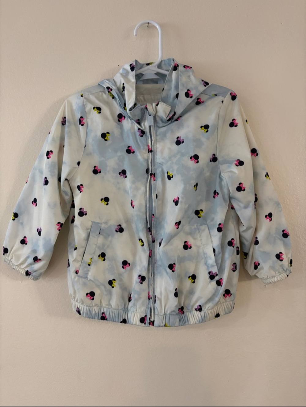 Disney Light Blue Hooded Anorak jacket with Pink & Yellow Minnie Print